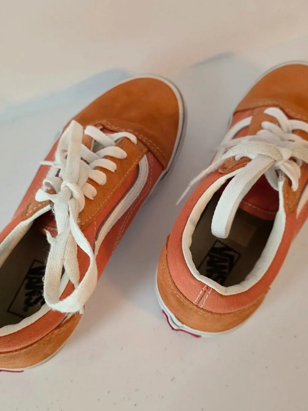 Vans Old Skool Low Top, Orange Canvas & Suede Youth Sneakers, Size 4.5